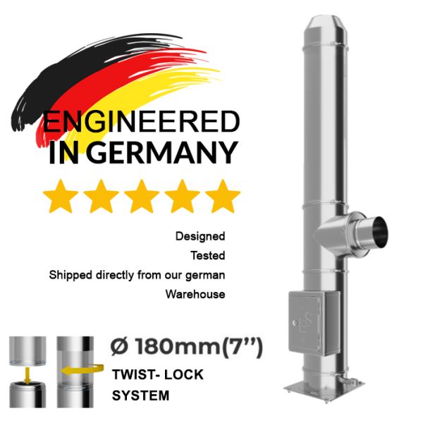 Ø 180mm(7&#039;&#039;) 2.2m to 12.2m Twin Wall Stainless Steel Chimney Outdoor Flue Kit