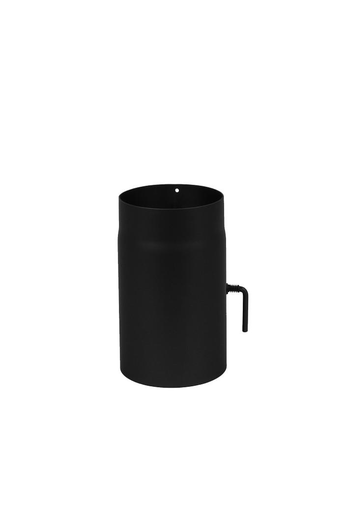 Single wall flue pipe with throttle valve Ø 150 mm - 2 mm wall thickness - black