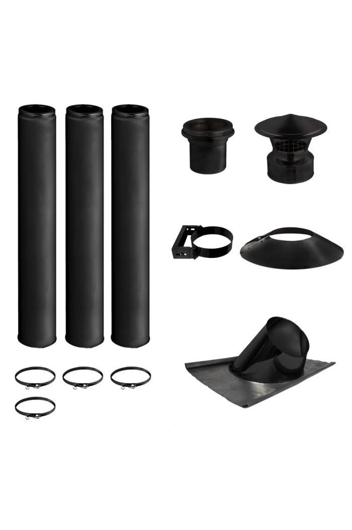 Chimney flue kits with wall bracket matt black 3m-starr-130mm-0¡ã-Blei