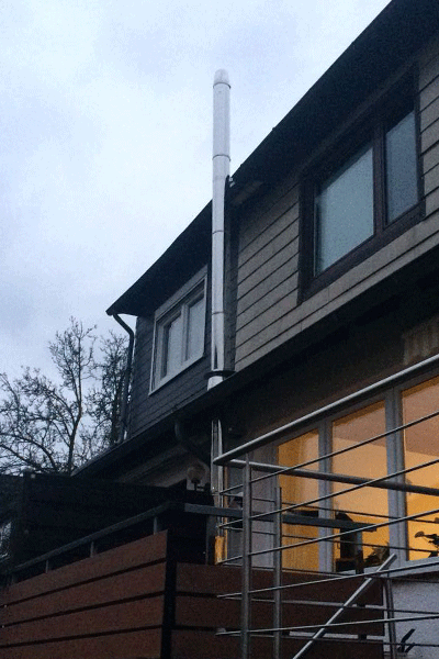 Stainless steel chimney with roof outlet incl. storm collar
